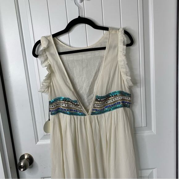 Tularosa embellished beaded stella off white sleeveless maxi dress wedding guest - Picture 4 of 9